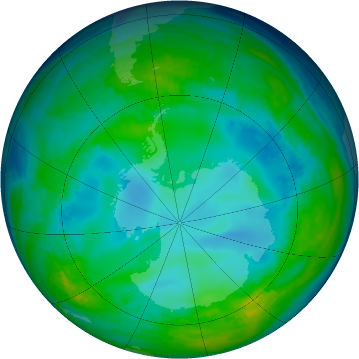 Antarctic ozone map for 21 May 1992